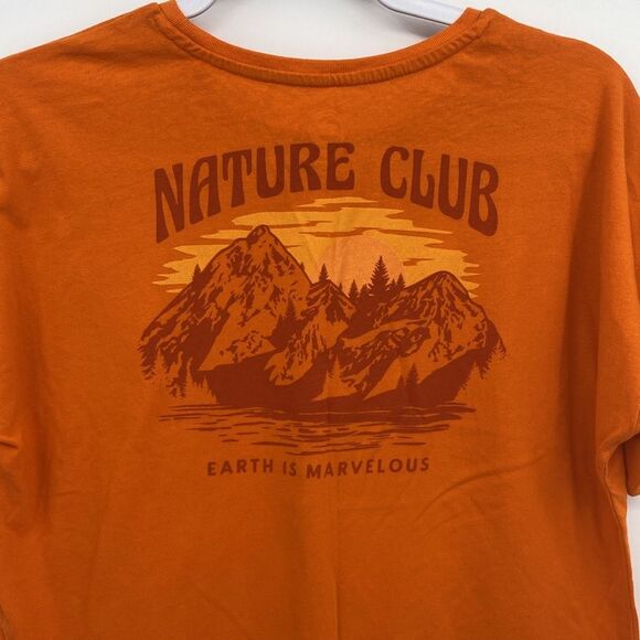 Wonder Nation T-shirt Nature Club Mountains Orange Cropped Oversized XXL 18 - Picture 6 of 7